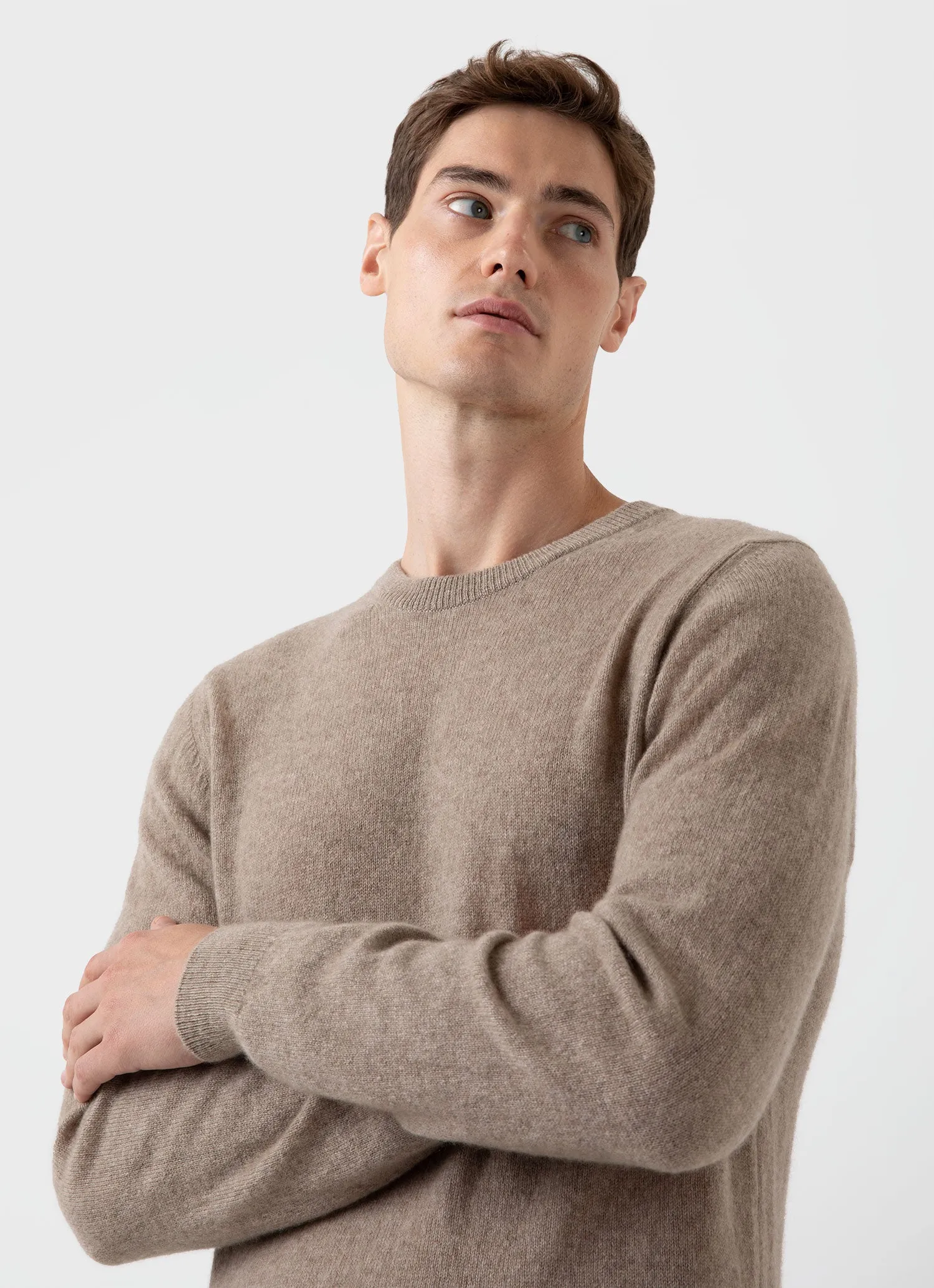 Men's Scottish Cashmere Jumper in Natural Brown