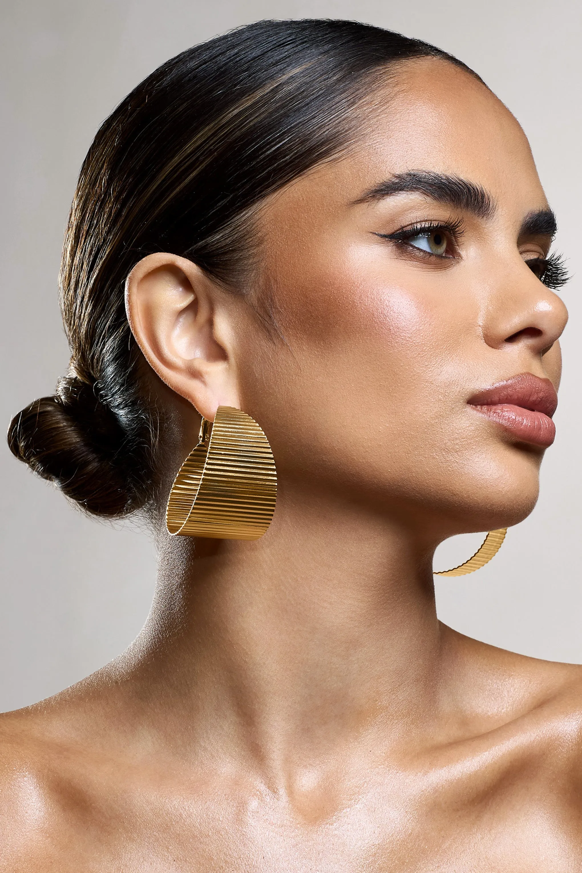 Mercury | Gold Ribbed Chunky Hoop Earrings