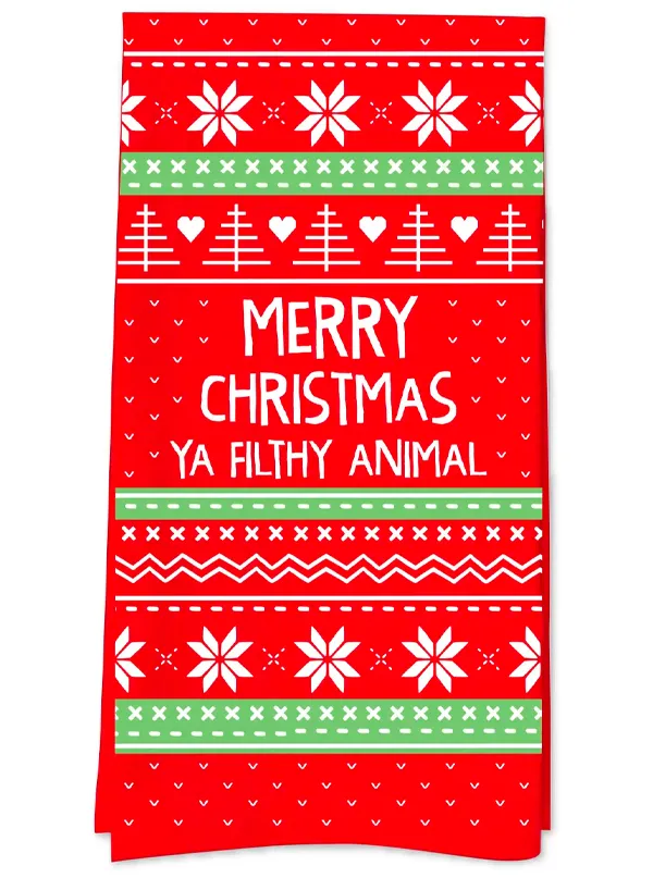 Merry Christmas Ya Filthy Animal Tea Towel