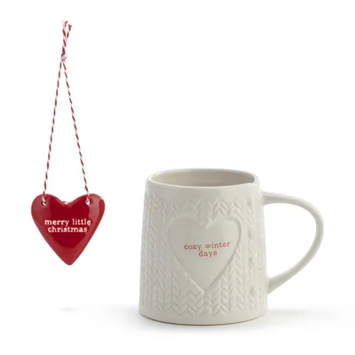 Merry Little Christmas Mug With Ornament Set