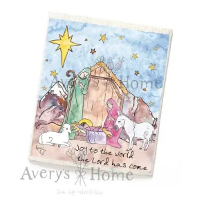 Nativity Christmas Swedish Dish Towel