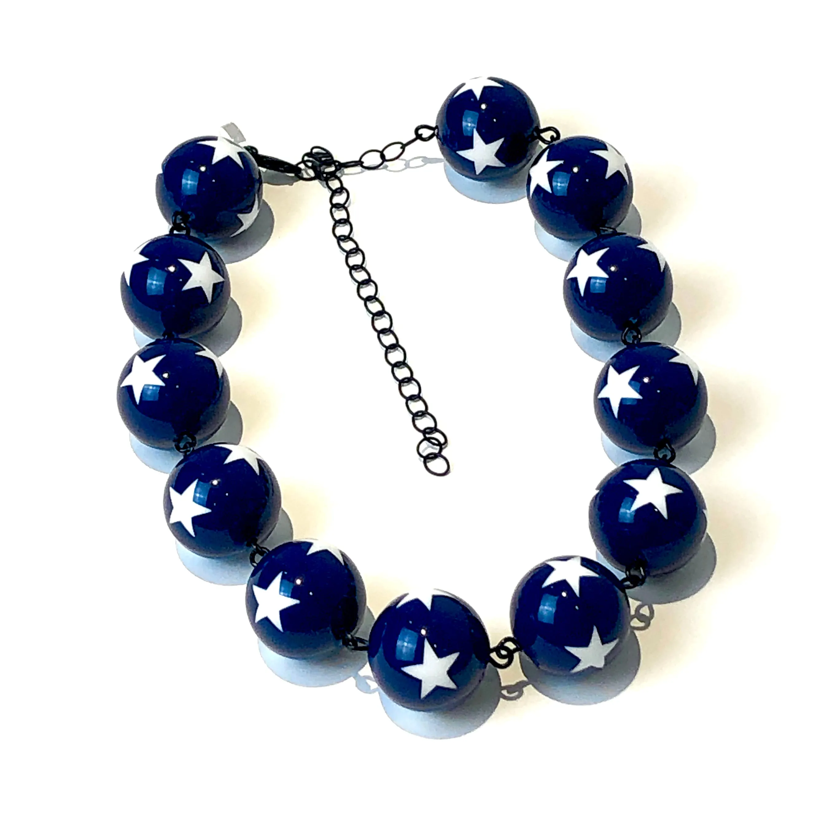 Navy Blue & White Star Beaded Amelia Necklace