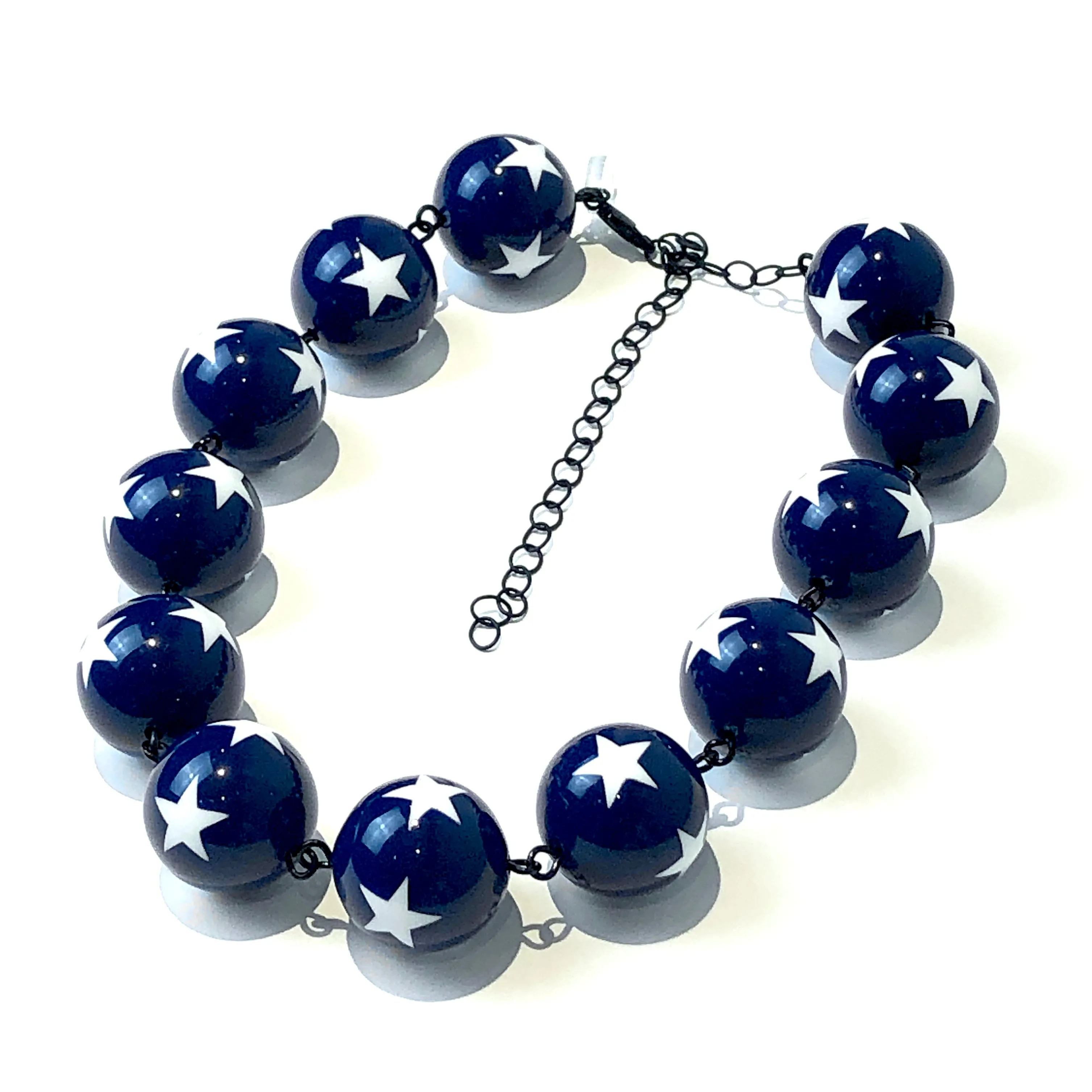 Navy Blue & White Star Beaded Amelia Necklace