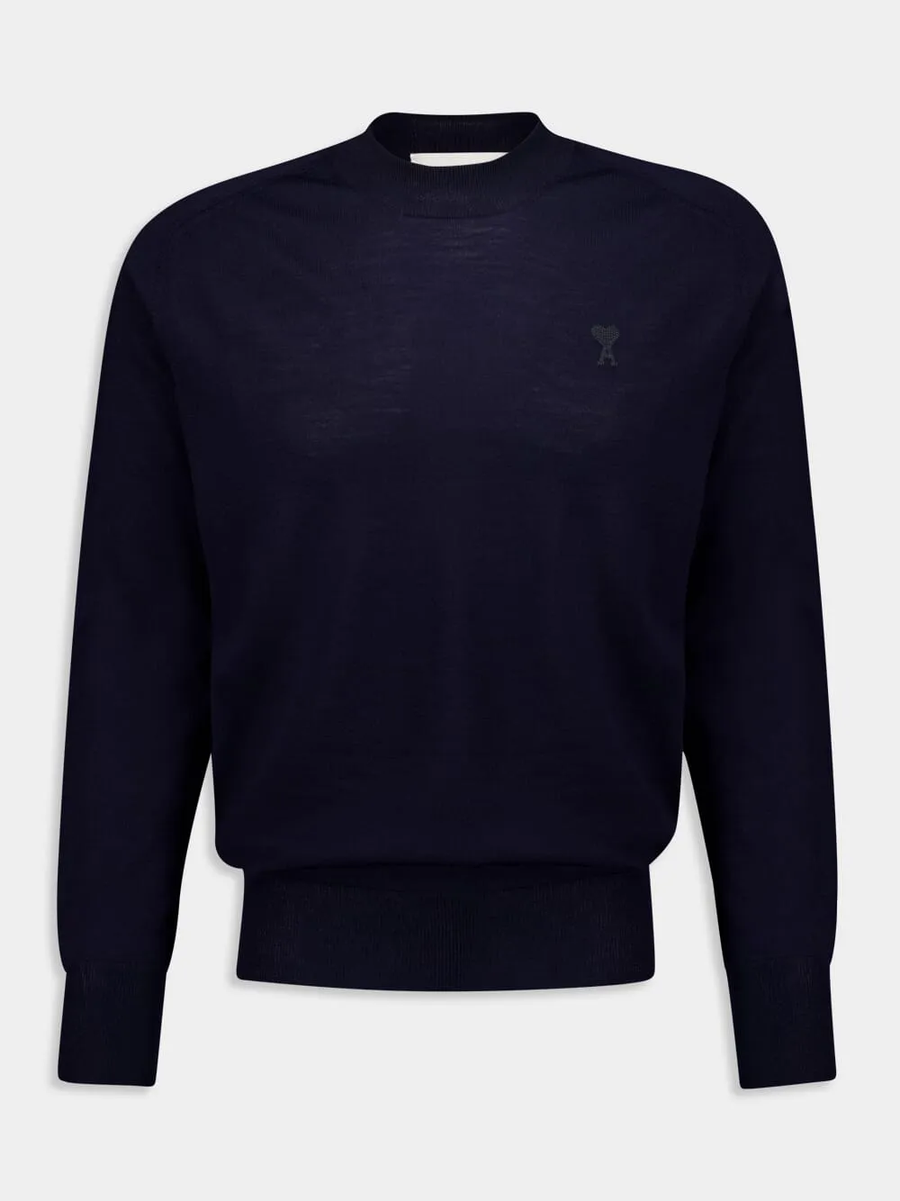 Navy Crew Neck Merino Wool Sweater