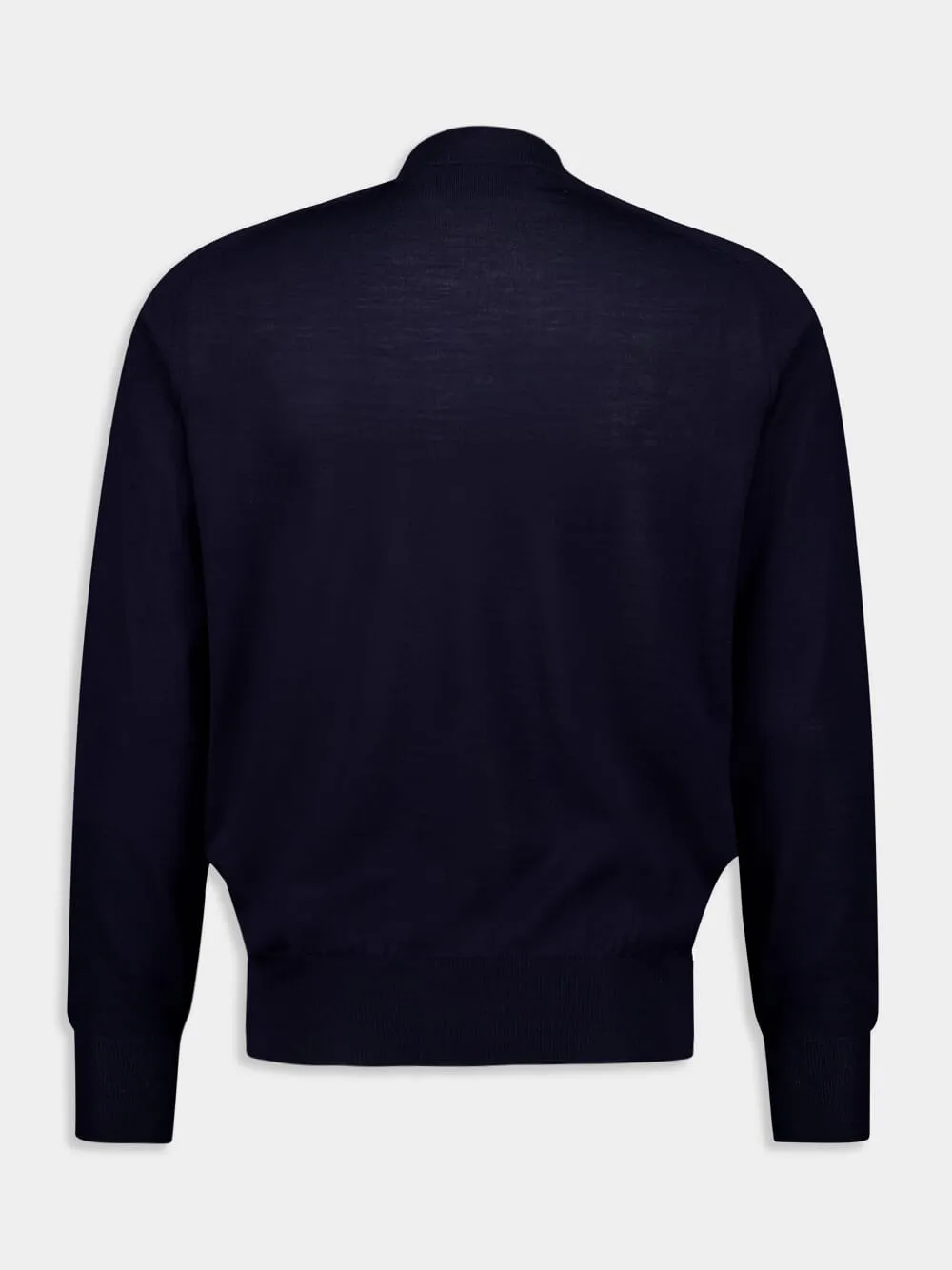 Navy Crew Neck Merino Wool Sweater