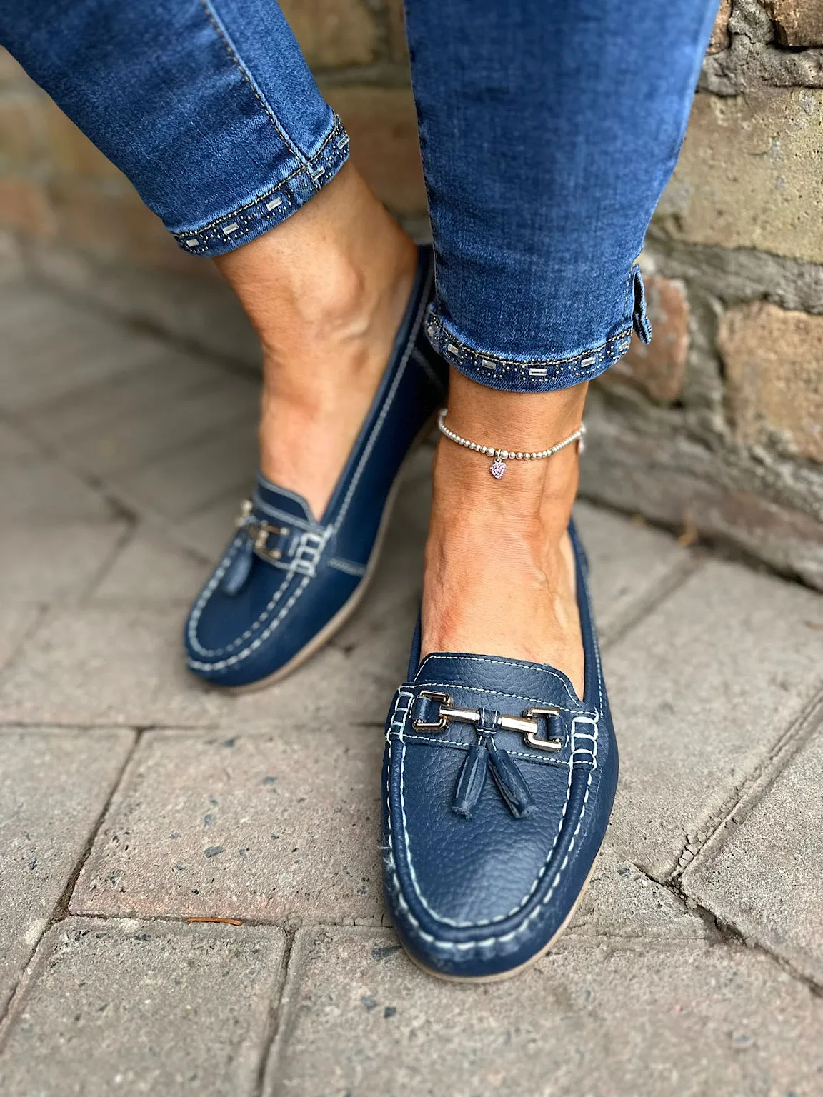 Navy Leather Tassel Loafer