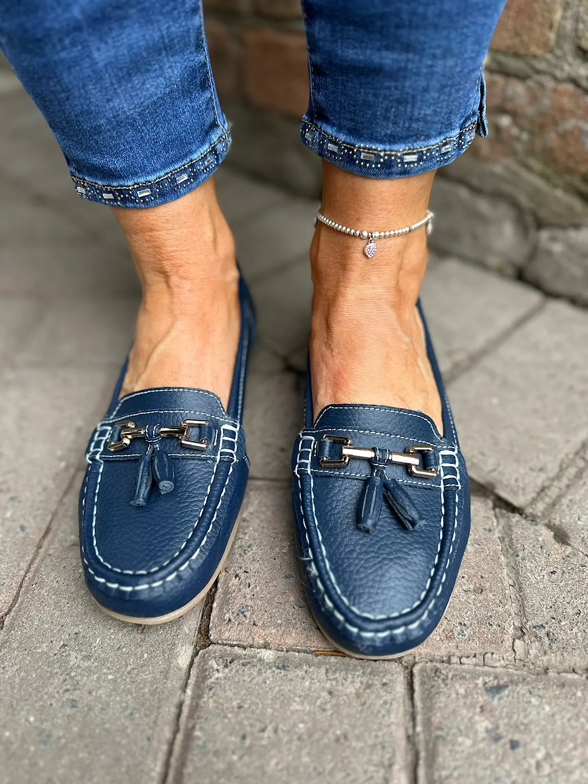 Navy Leather Tassel Loafer