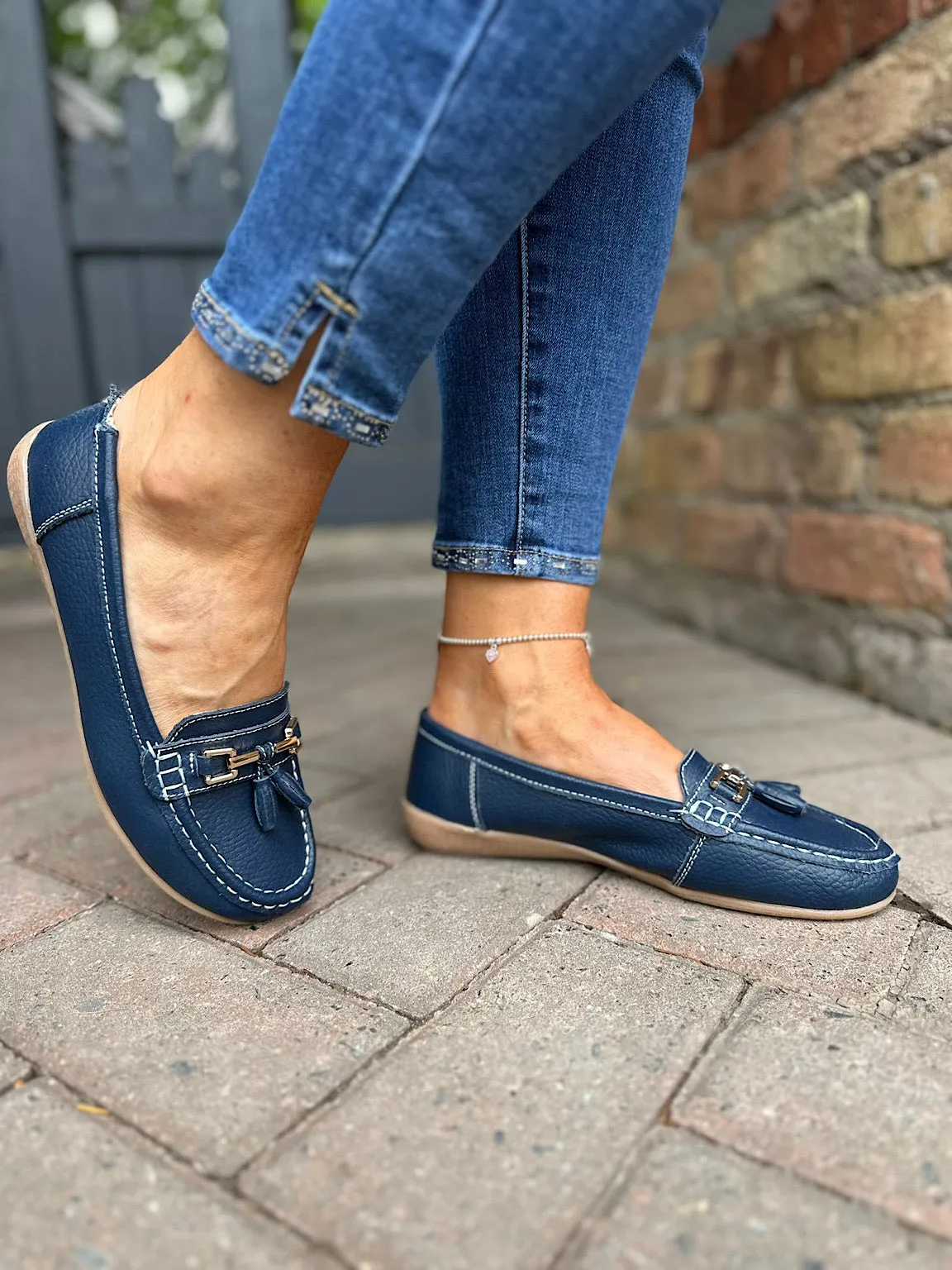 Navy Leather Tassel Loafer