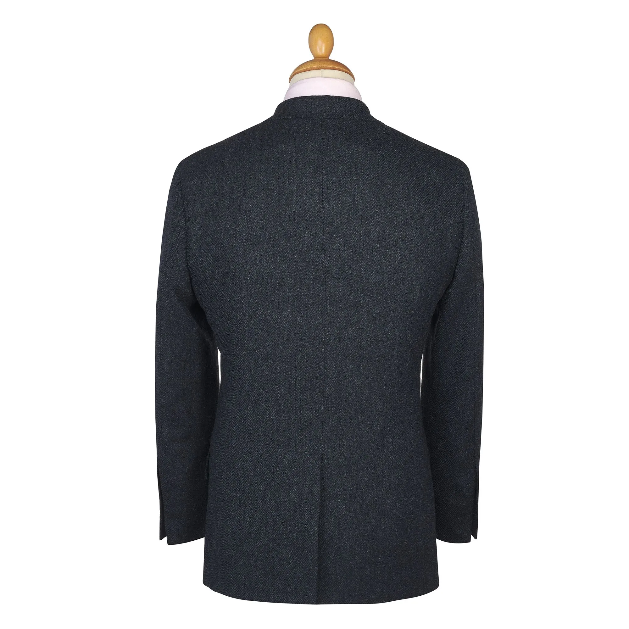 Navy 11oz Three Button Shetland Herringbone Suit