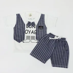 Newborn Boy Half Sleeves Suit - Dark Blue