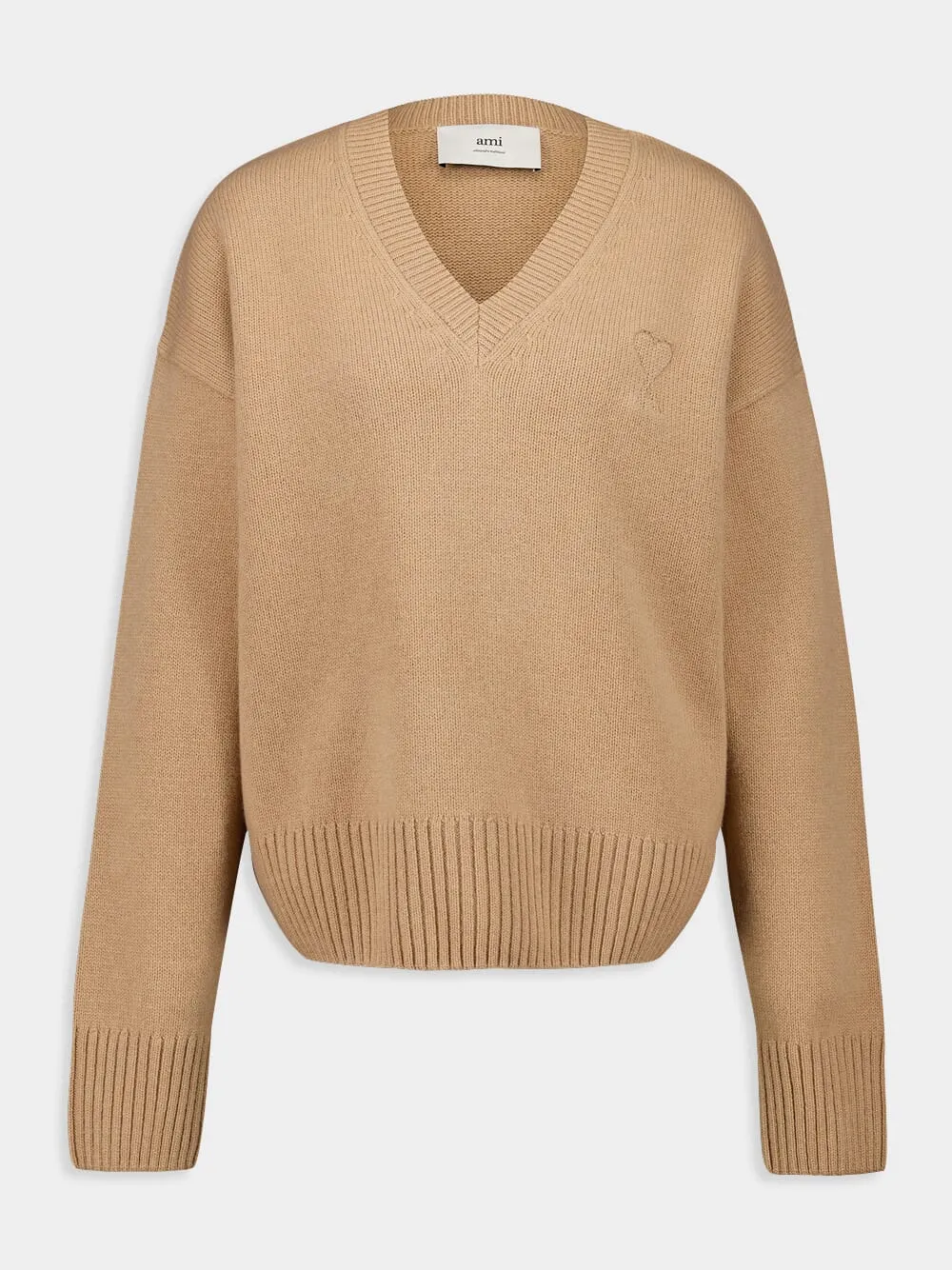 Nude V-Neck Wool-Cashmere Sweater