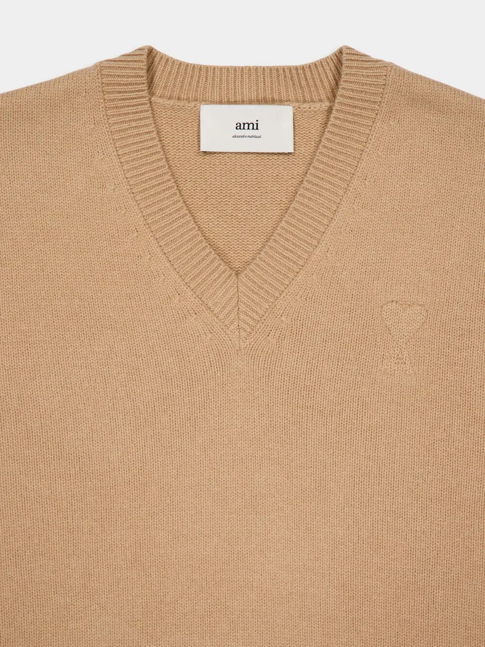 Nude V-Neck Wool-Cashmere Sweater