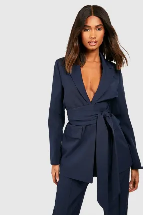 Obi Tie Waist Tailored Blazer