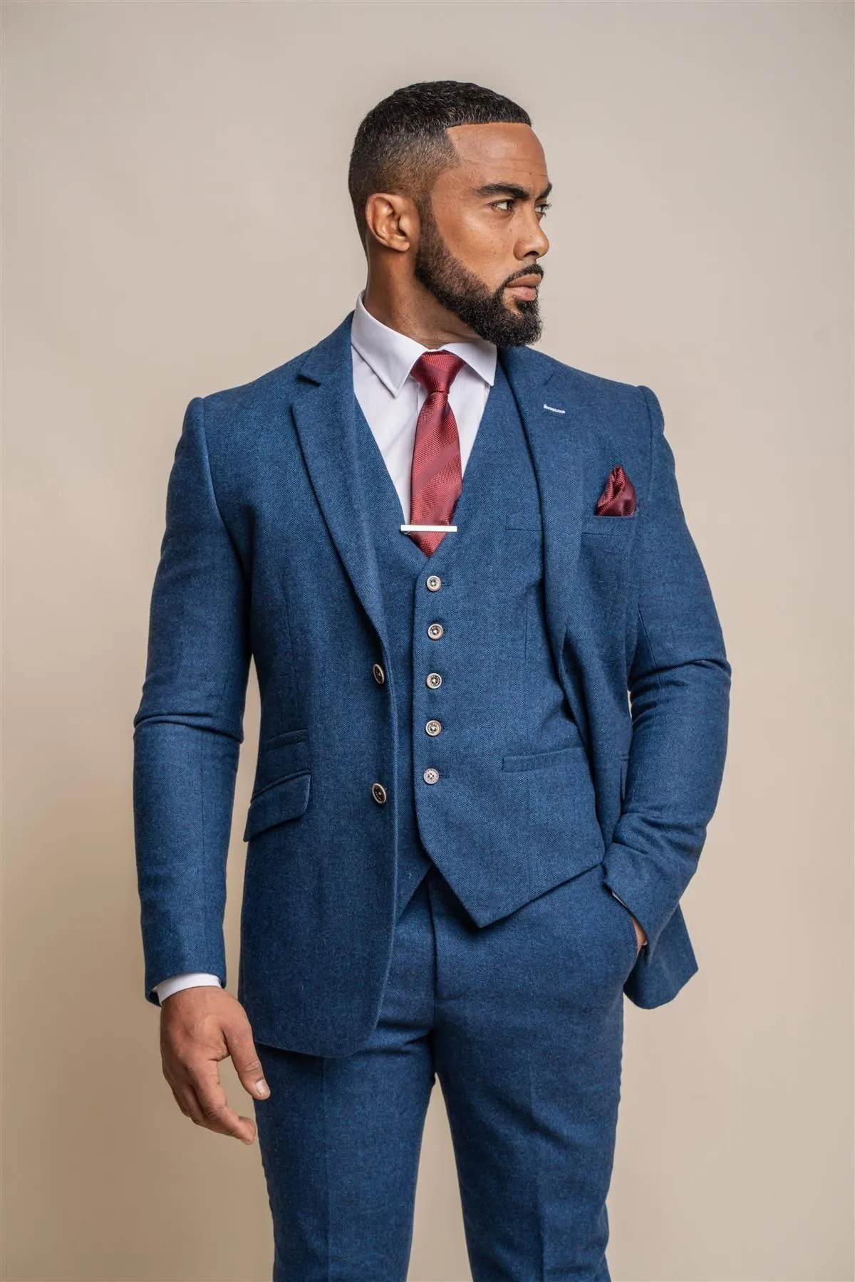 Orson Blue Tweed Slim Fit Suit