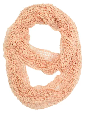 Peach Mesh Net Infinity Scarf With Sequin Accent