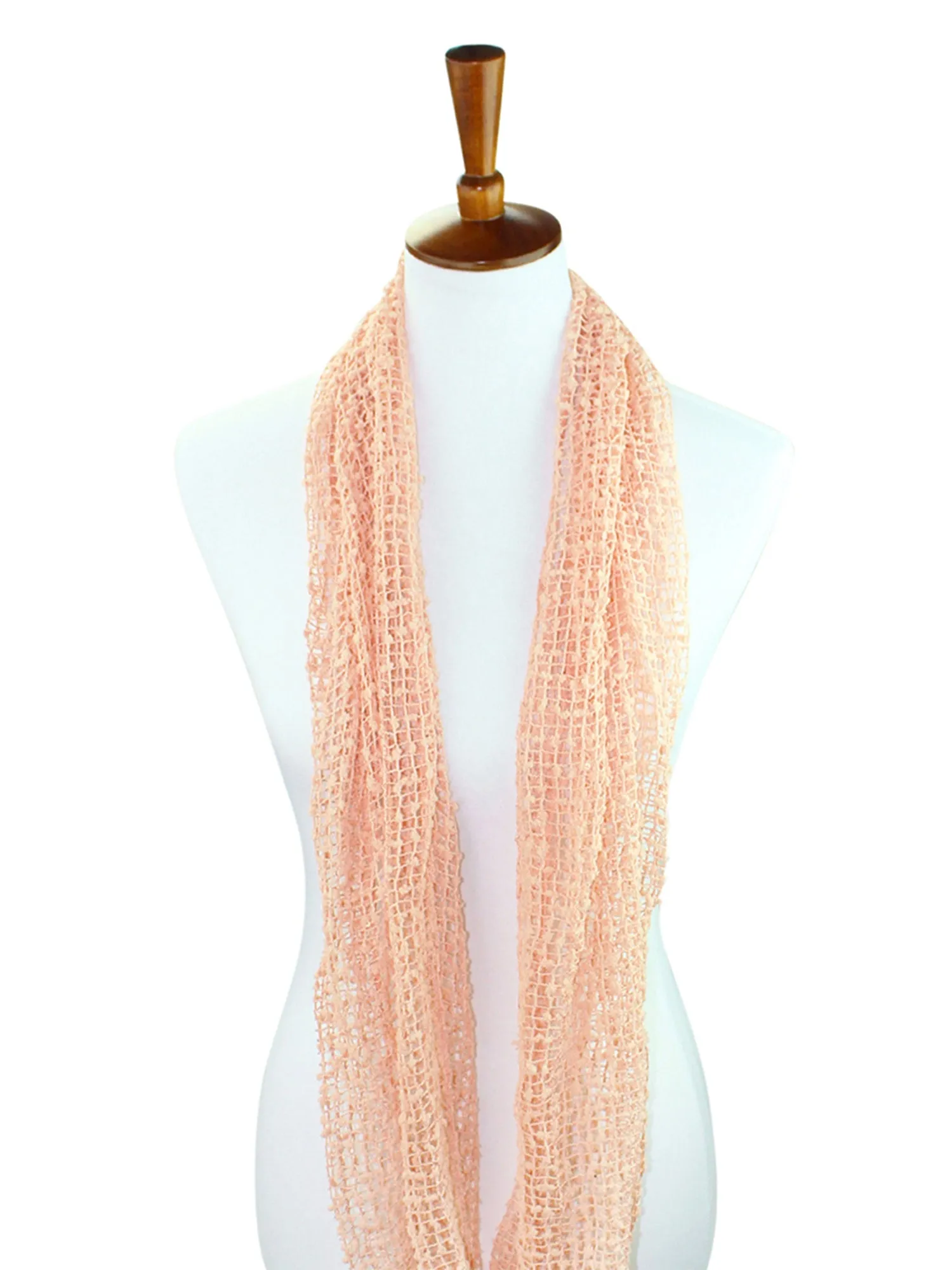 Peach Mesh Net Infinity Scarf With Sequin Accent