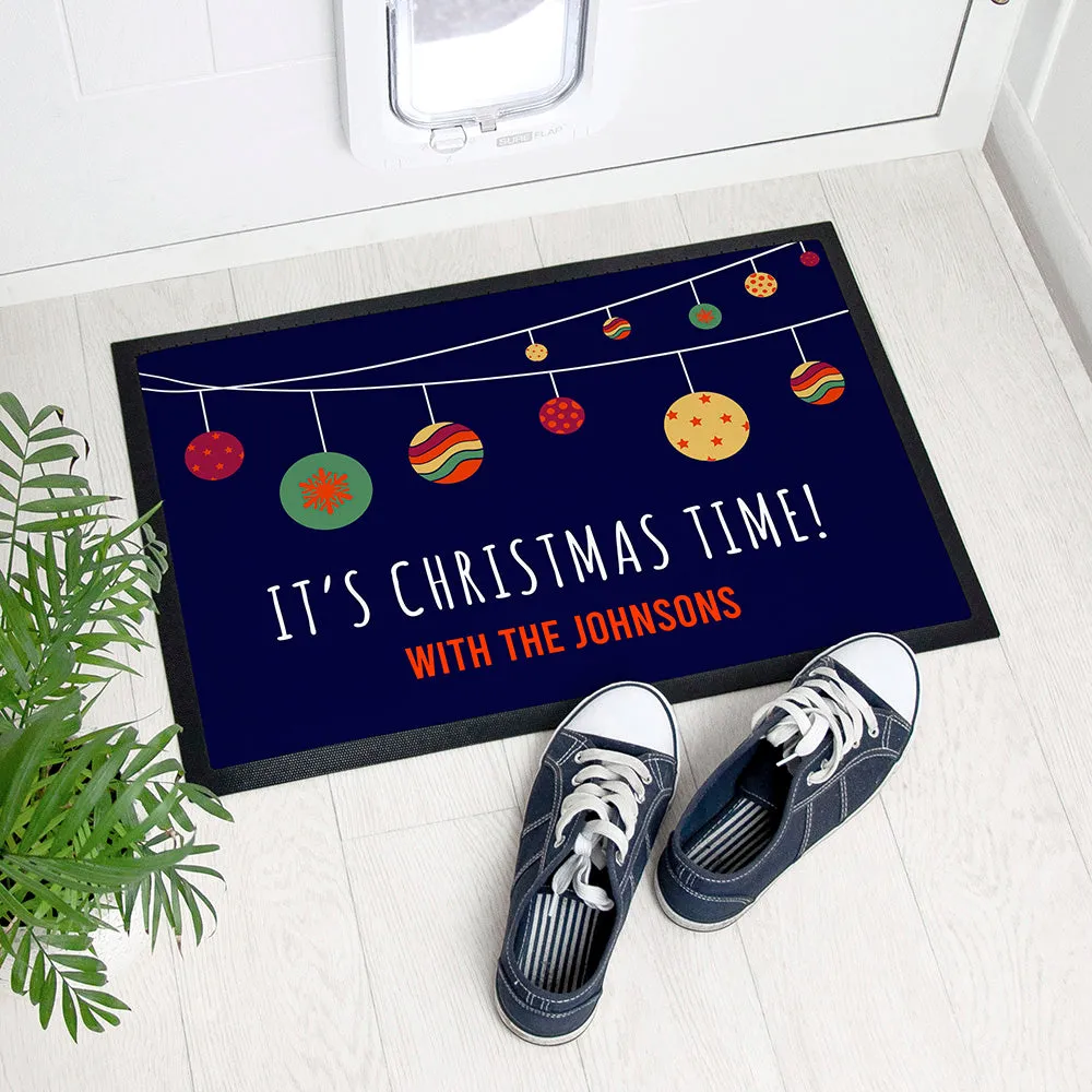 Personalised Christmas Bauble Indoor Doormat