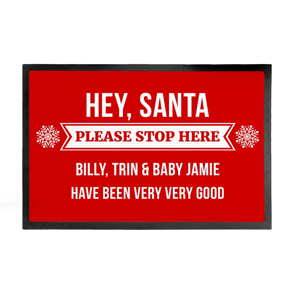 Personalised Hey Santa Christmas Indoor Doormat