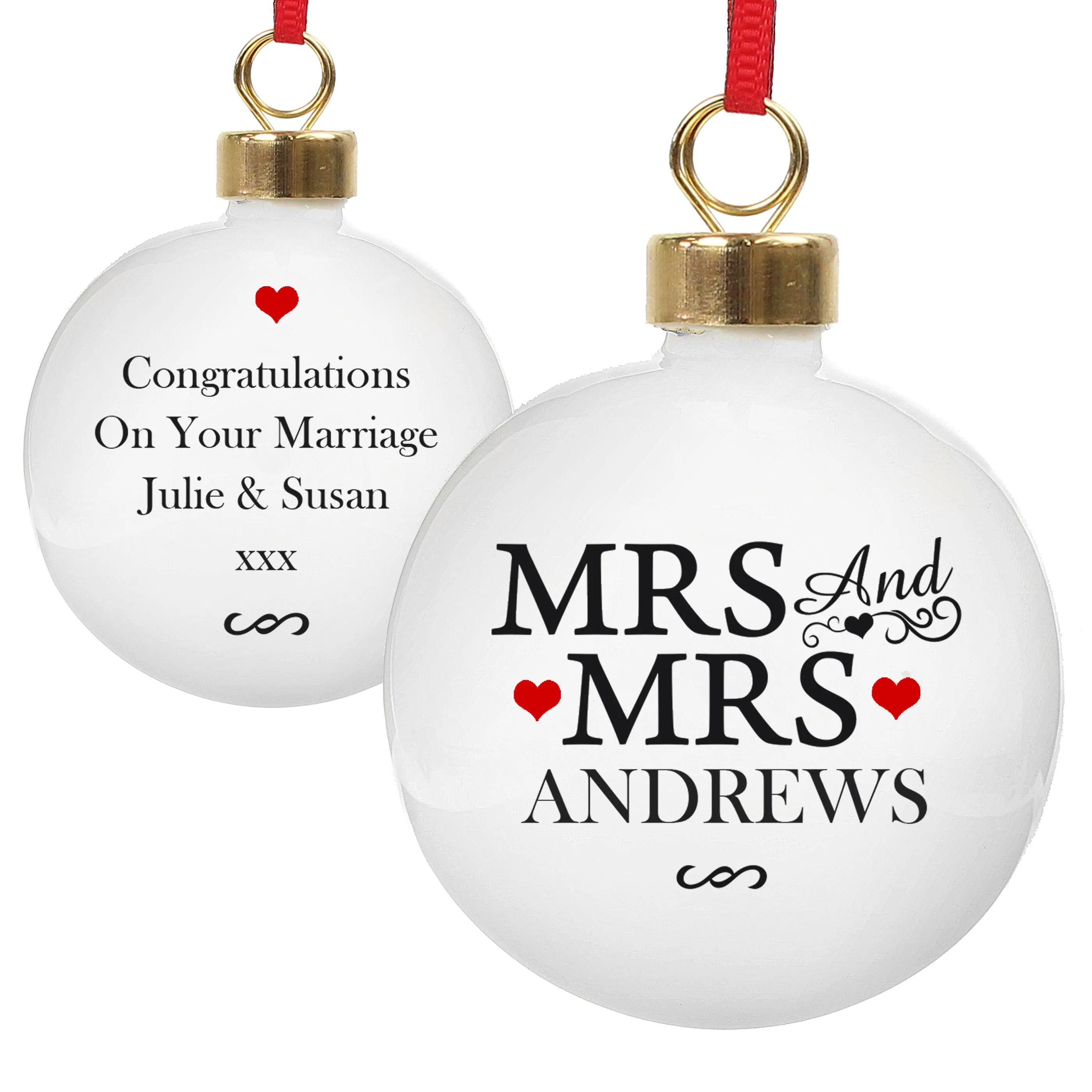 Personalised Mrs & Mrs Bauble