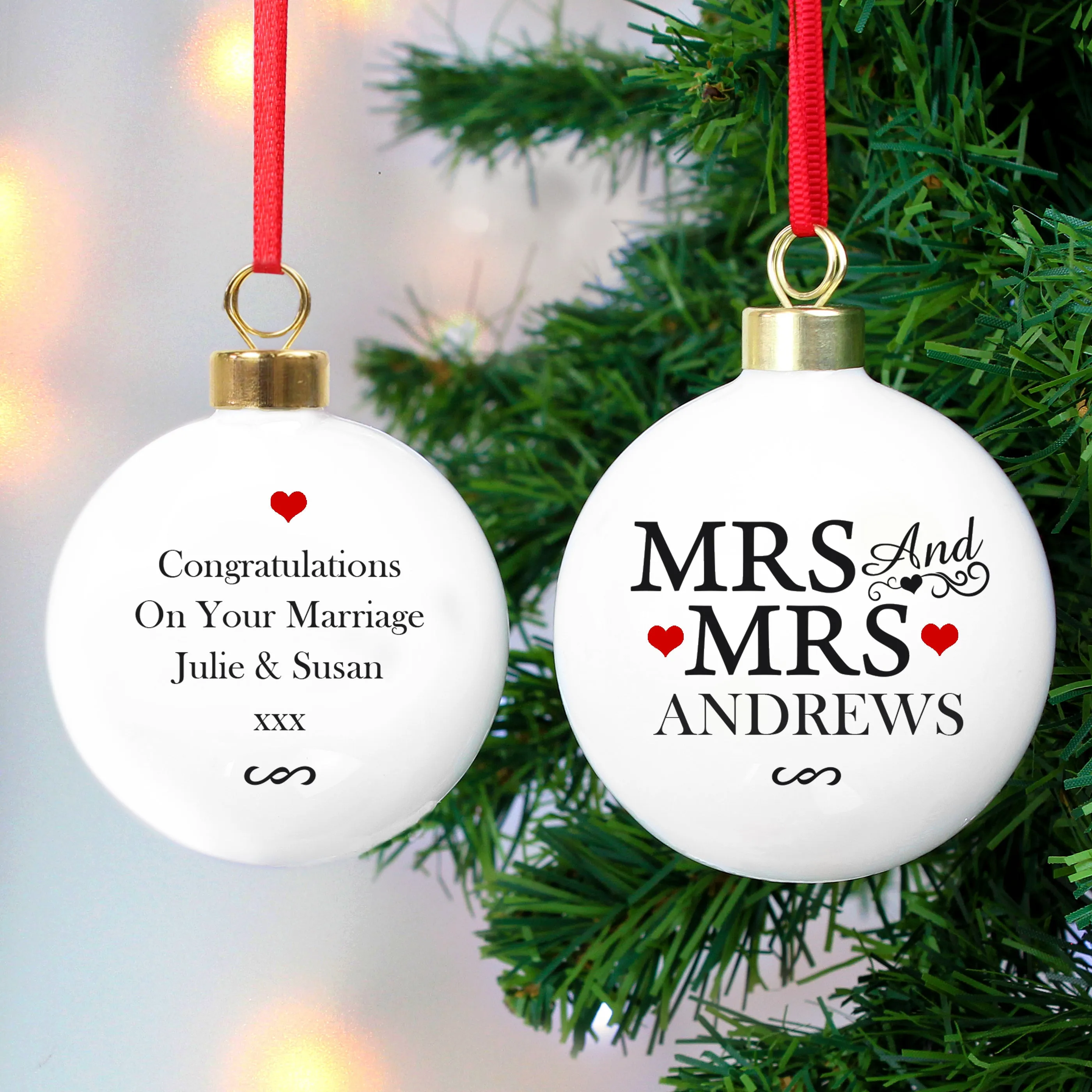 Personalised Mrs & Mrs Bauble