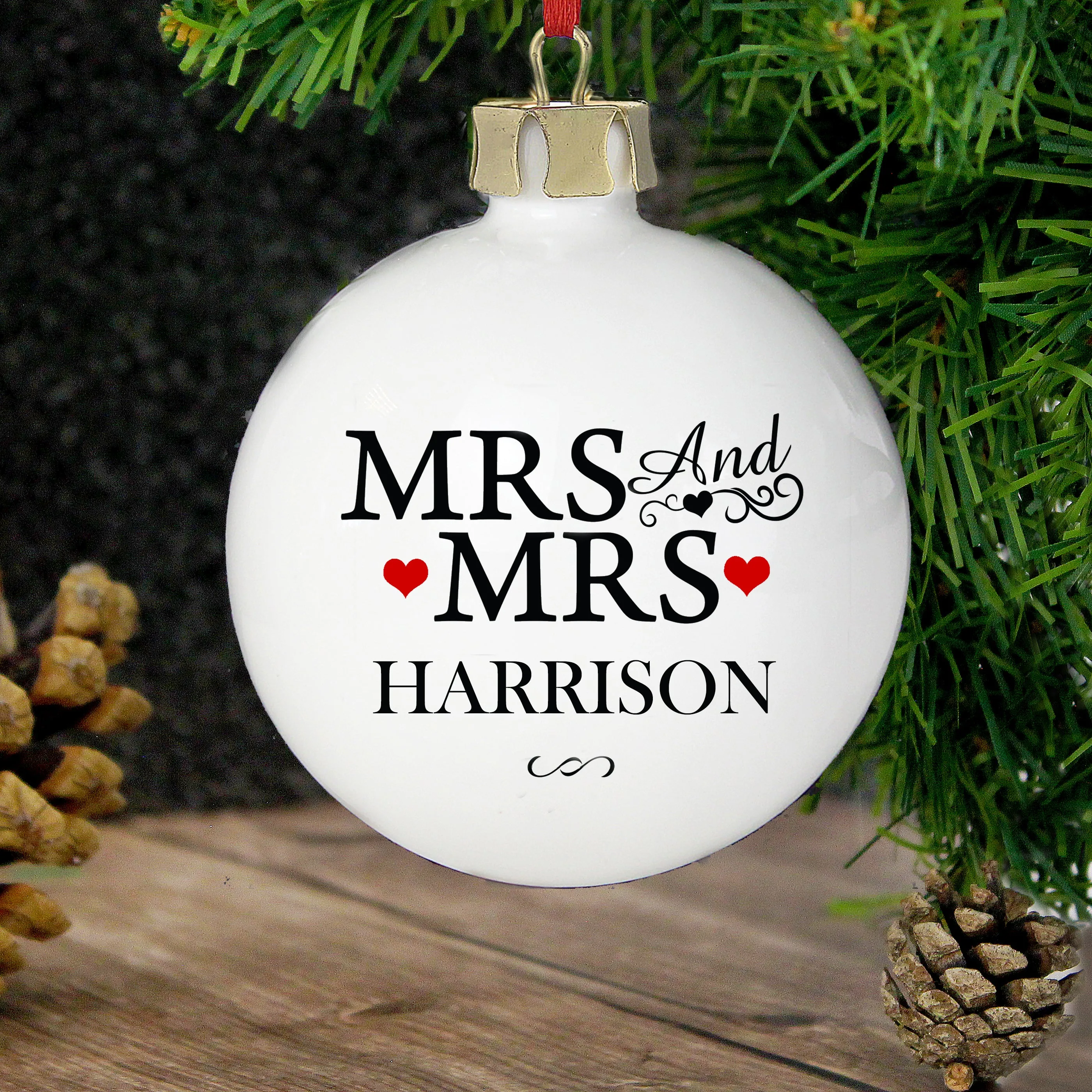 Personalised Mrs & Mrs Bauble