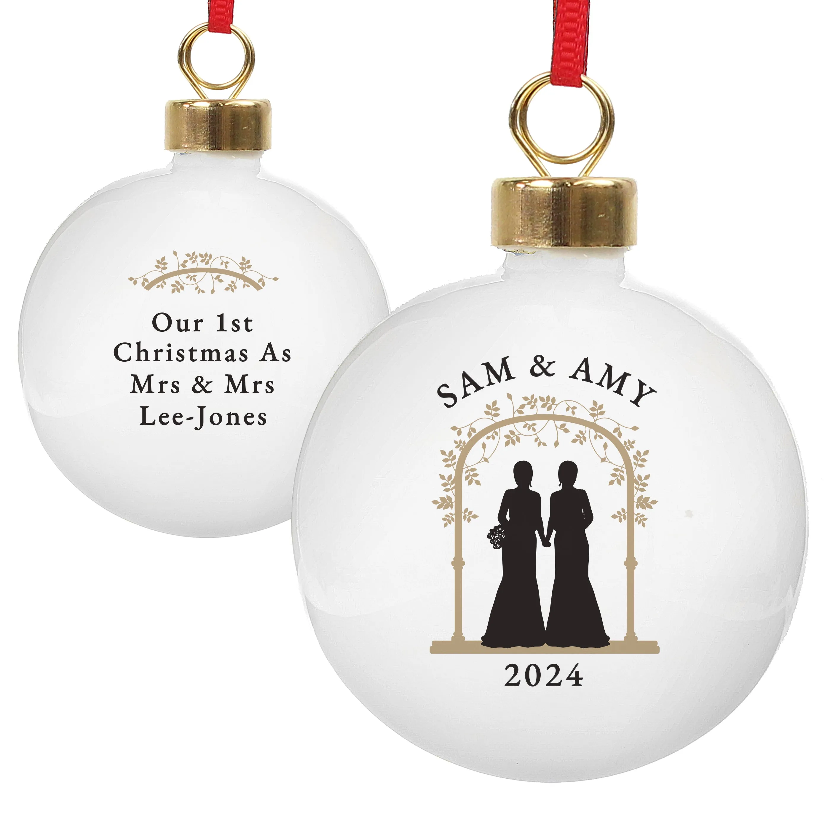 Personalised Mrs & Mrs Bauble