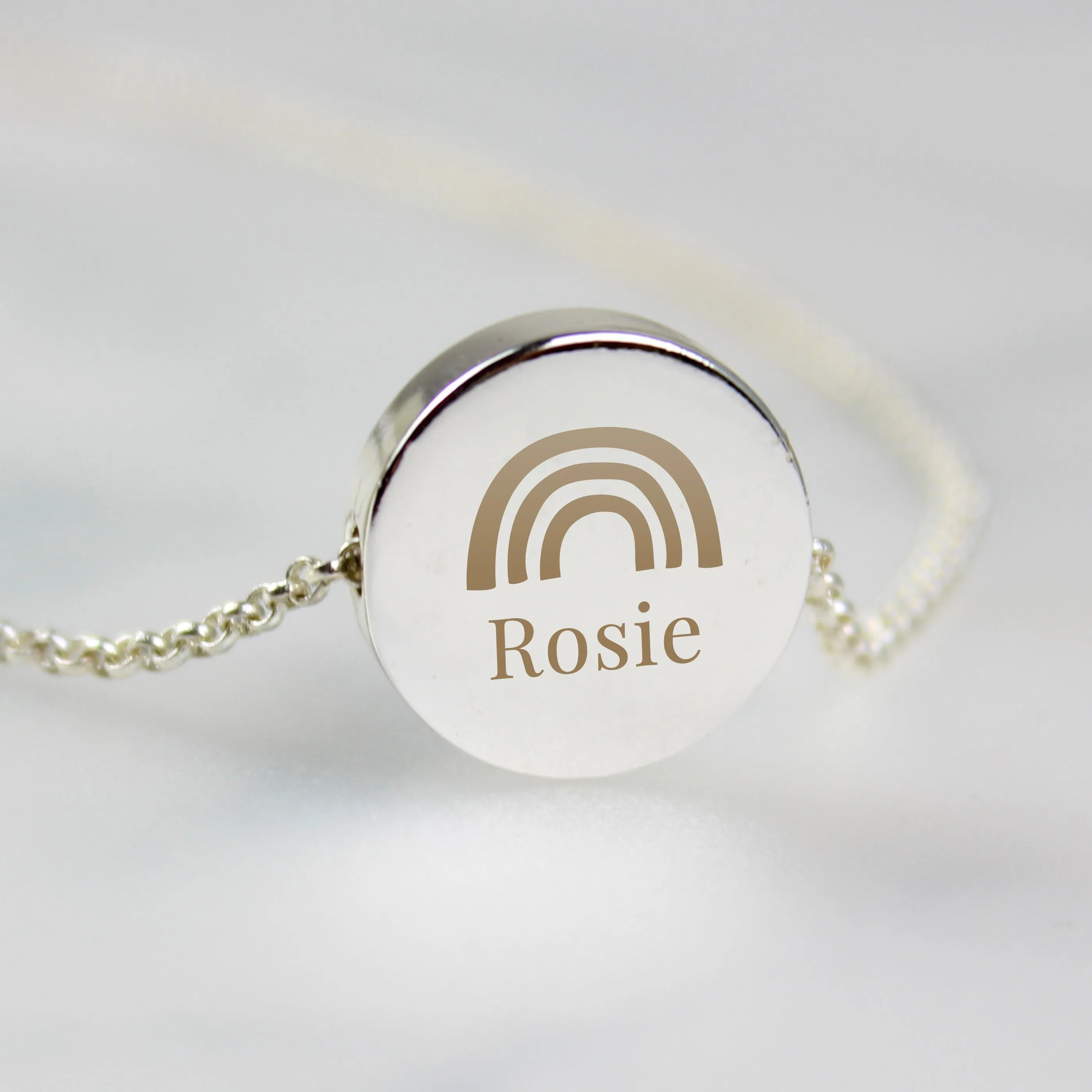 Personalised Rainbow Disc Necklace