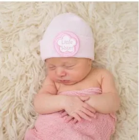 Pink Little Sis Newborn Hat