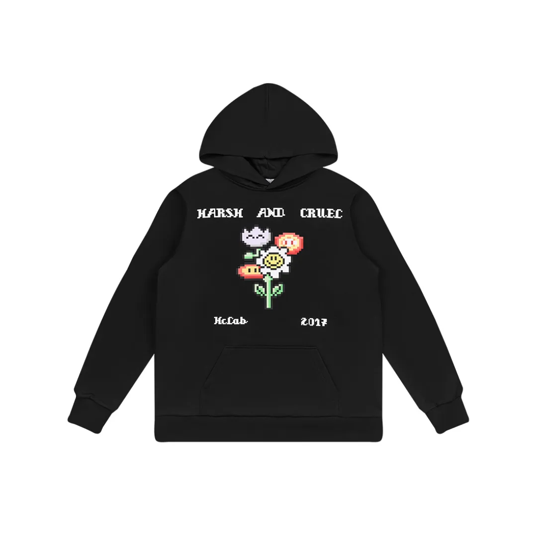 Pixel Flowers Printed Hoodie