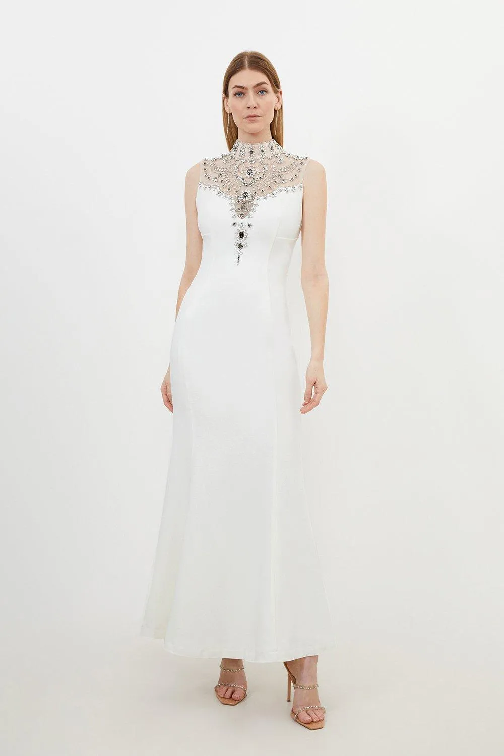 Premium Crystal Embellished Sleeveless Woven Maxi Dress | Karen Millen