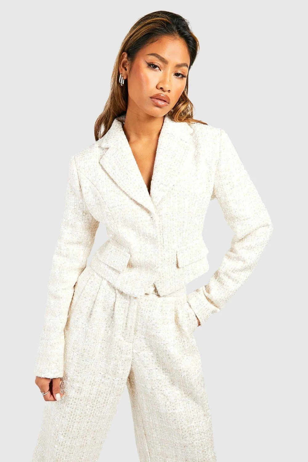 Premium Sequin Boucle Fitted Blazer