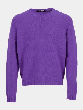 Purple Wool Crew Neck Sweater