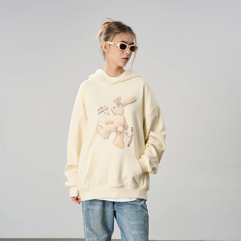 Rabbit Peluche Printed Hoodie