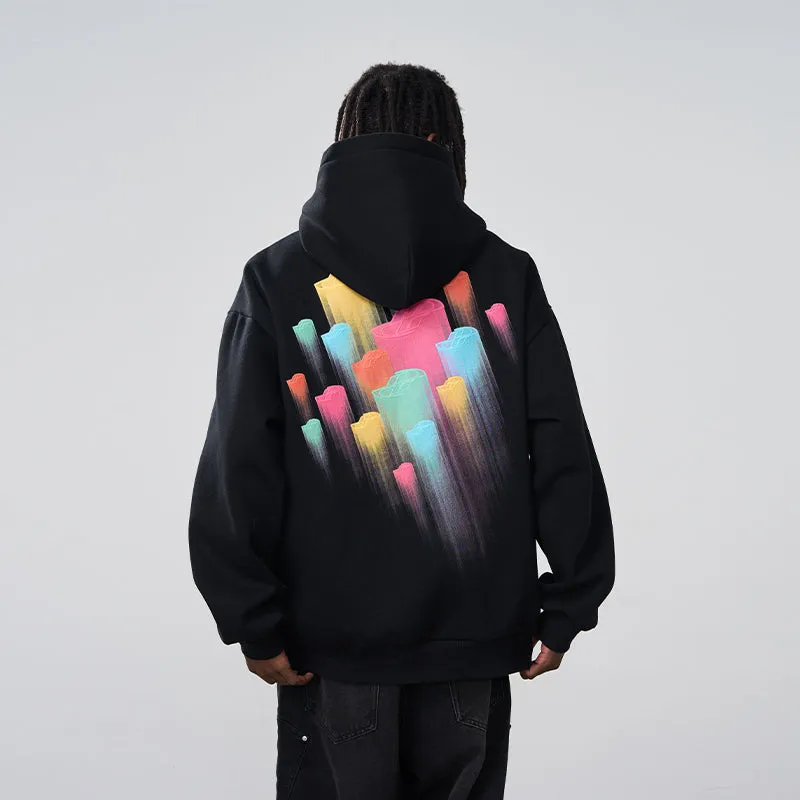 Rainbow Dynamic Logos Foam Print Hoodie