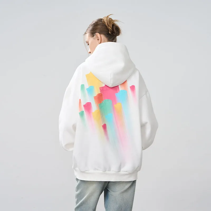 Rainbow Dynamic Logos Foam Print Hoodie