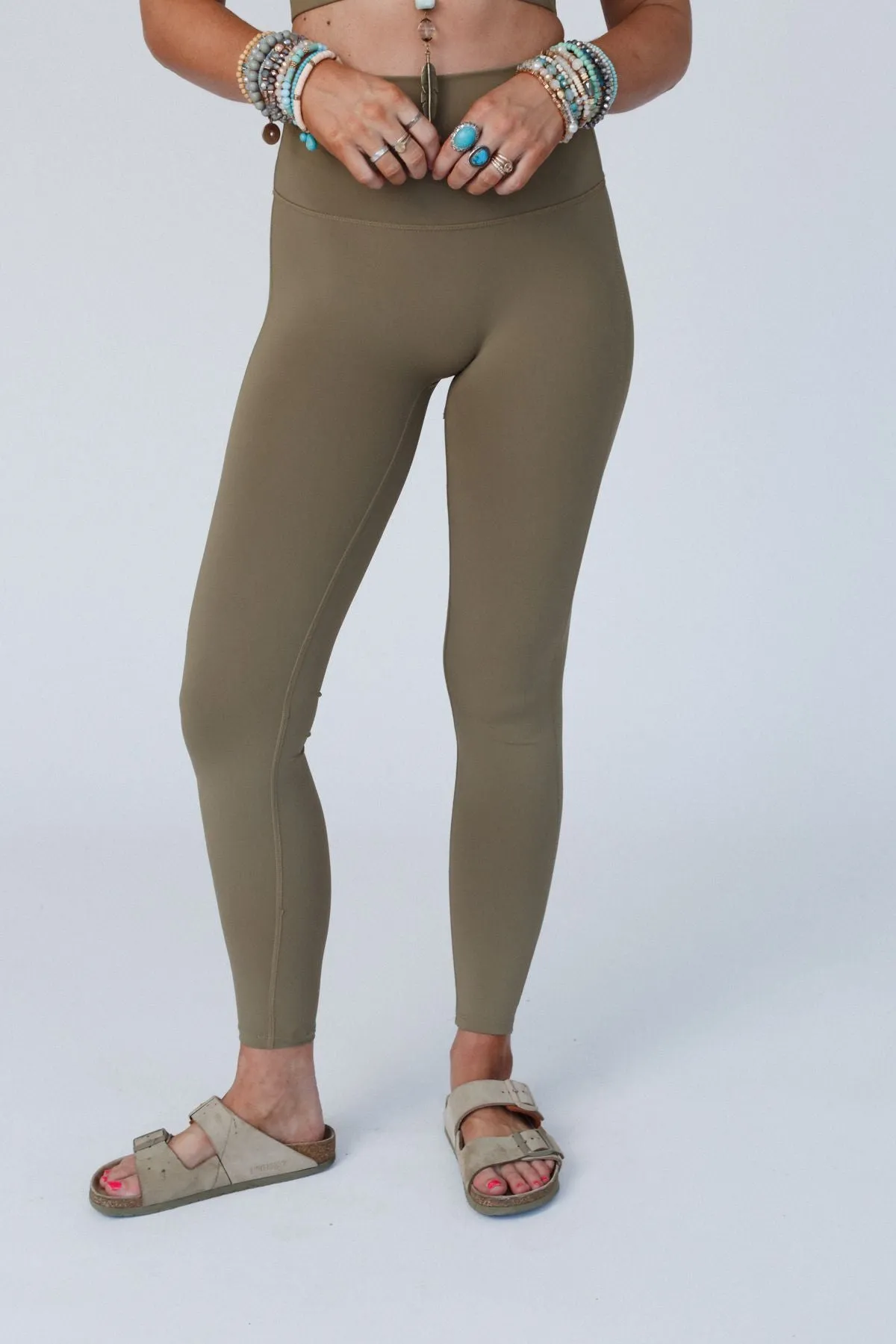 Ready Or Not Legging + Bra Set - Khaki