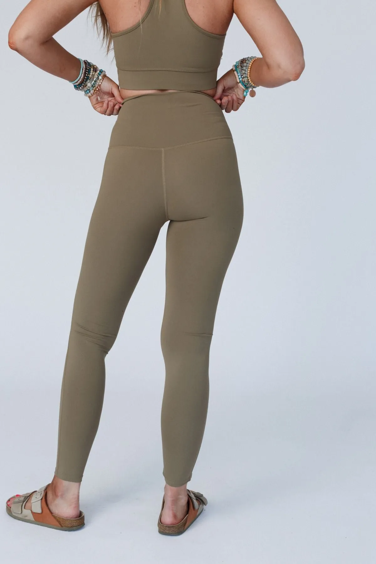 Ready Or Not Legging + Bra Set - Khaki