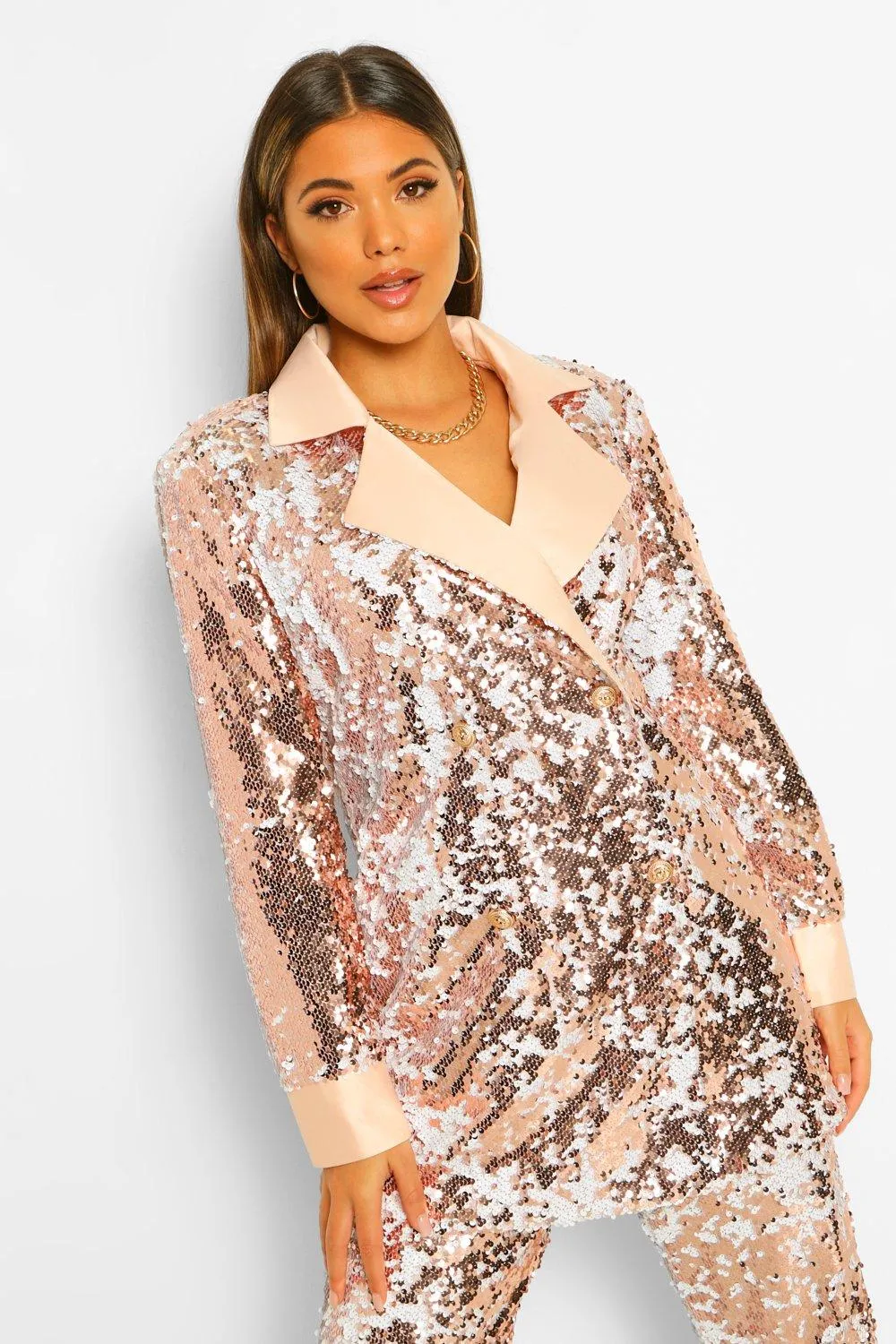 Reversible Sequin Longline Blazer Jacket