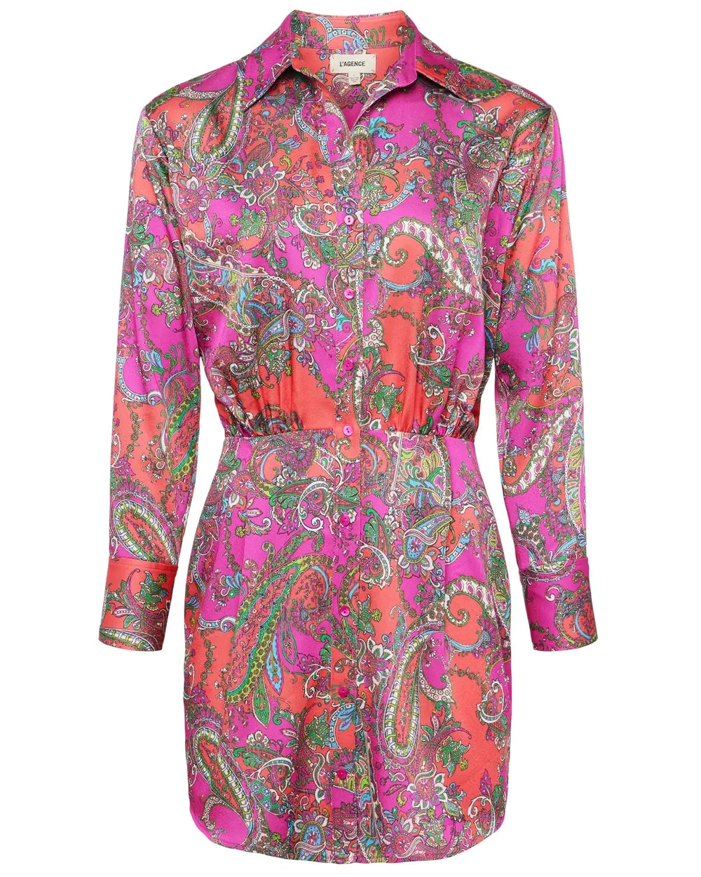 Rhodamine Pop Paisley Demetria Mini Shirt Dress