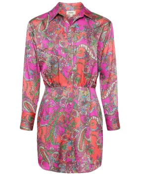 Rhodamine Pop Paisley Demetria Mini Shirt Dress