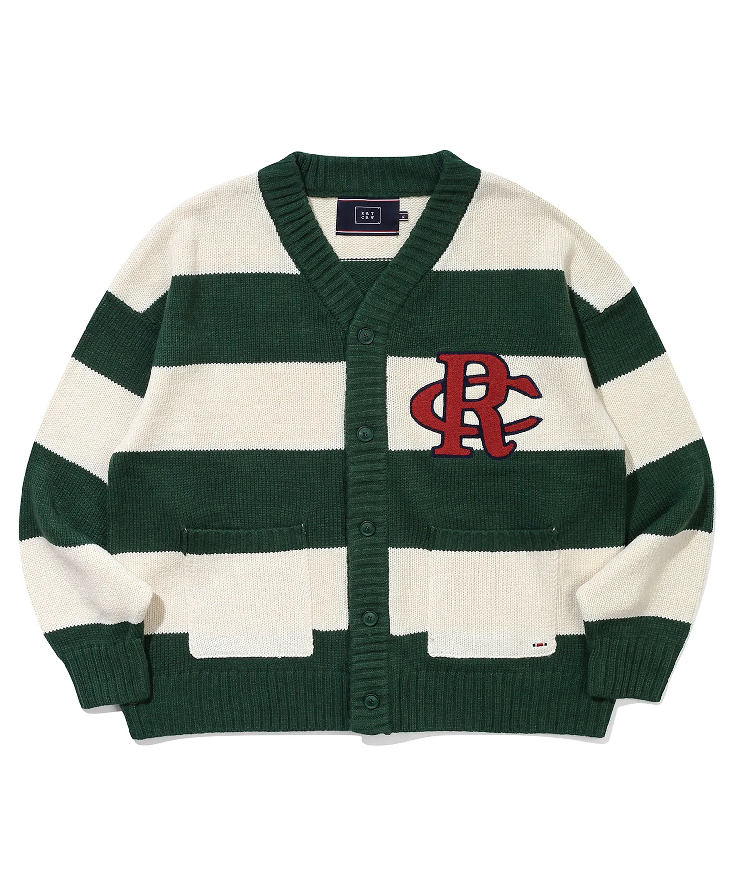 ROMANTIC CROWN  |[ROMANTIC CROWN]★ATHLETIC LOGO STRIPE KNIT CARDIGAN