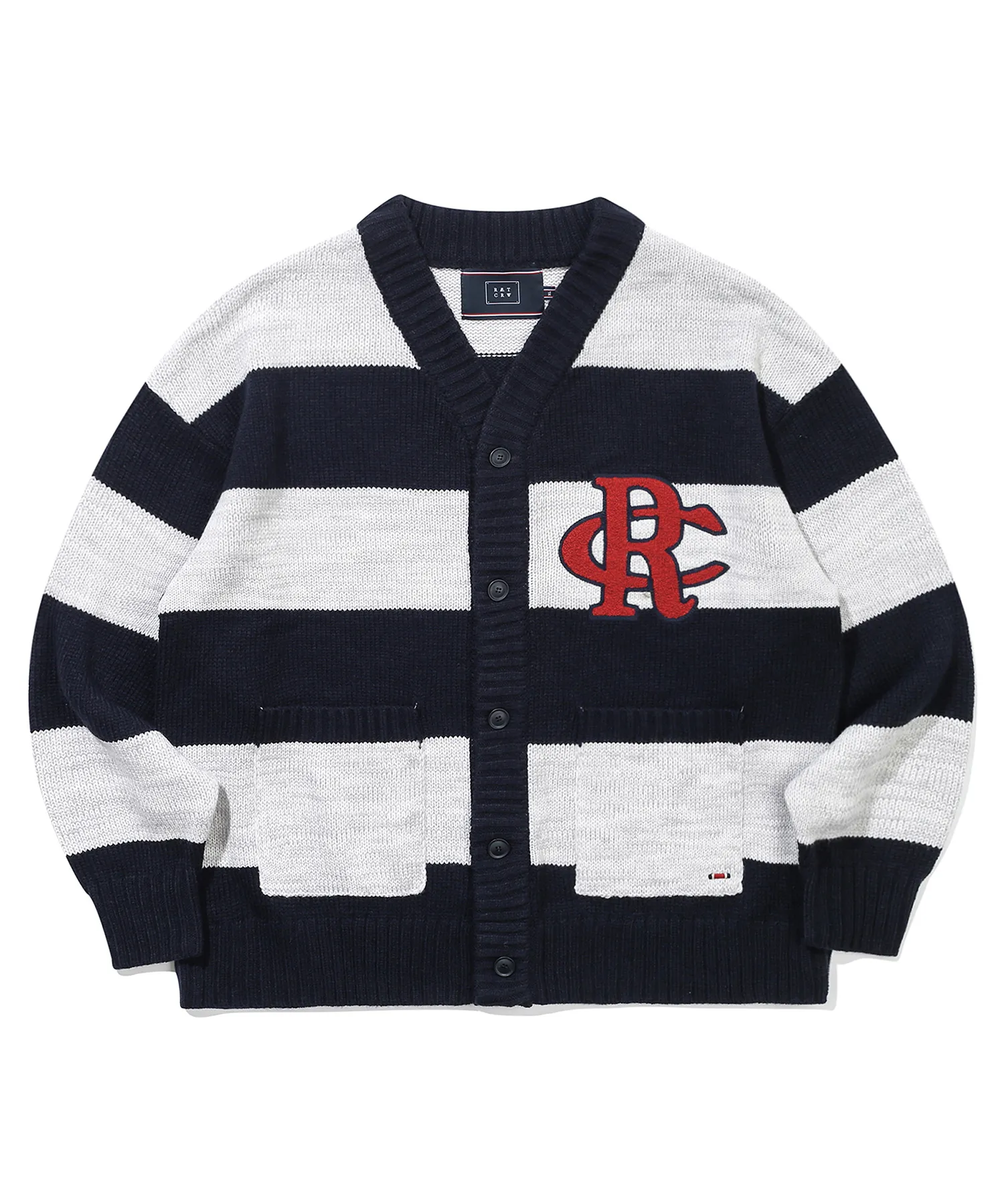 ROMANTIC CROWN  |[ROMANTIC CROWN]★ATHLETIC LOGO STRIPE KNIT CARDIGAN