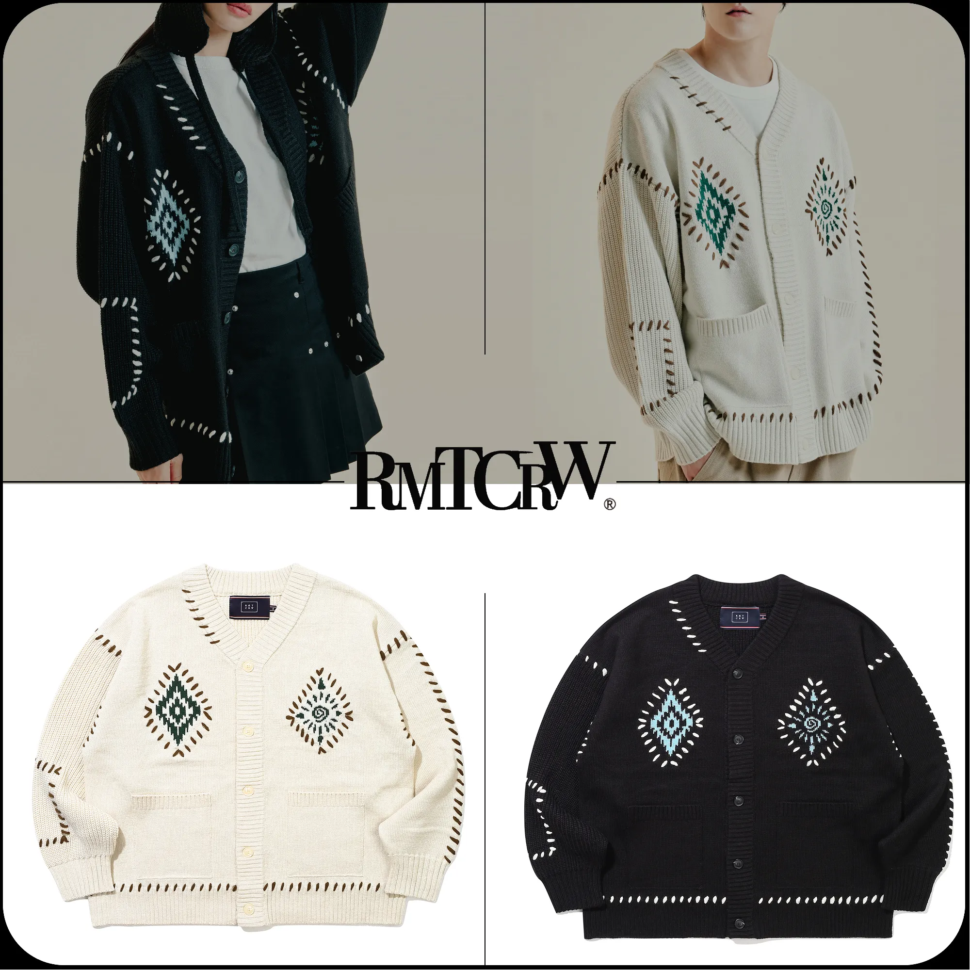 ROMANTIC CROWN  |[ROMANTIC CROWN]★WESTERN HAND STITCH KNIT CARDIGAN