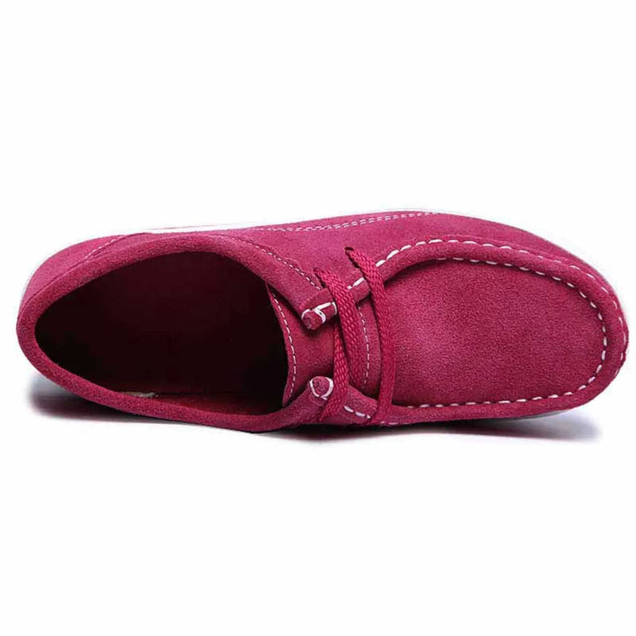 Rose red suede leather rocker bottom shoe sneaker