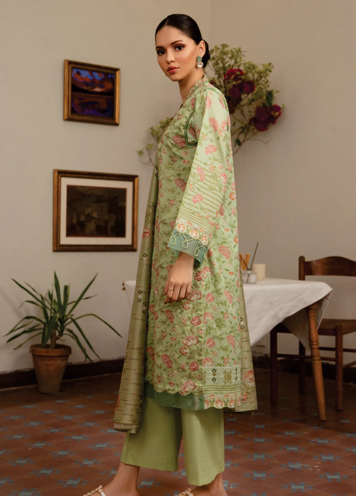 Sahl by Rashid Textile Luxury Embroidered Lawn 3 Piece Unstitched Suit RT24SL-7438