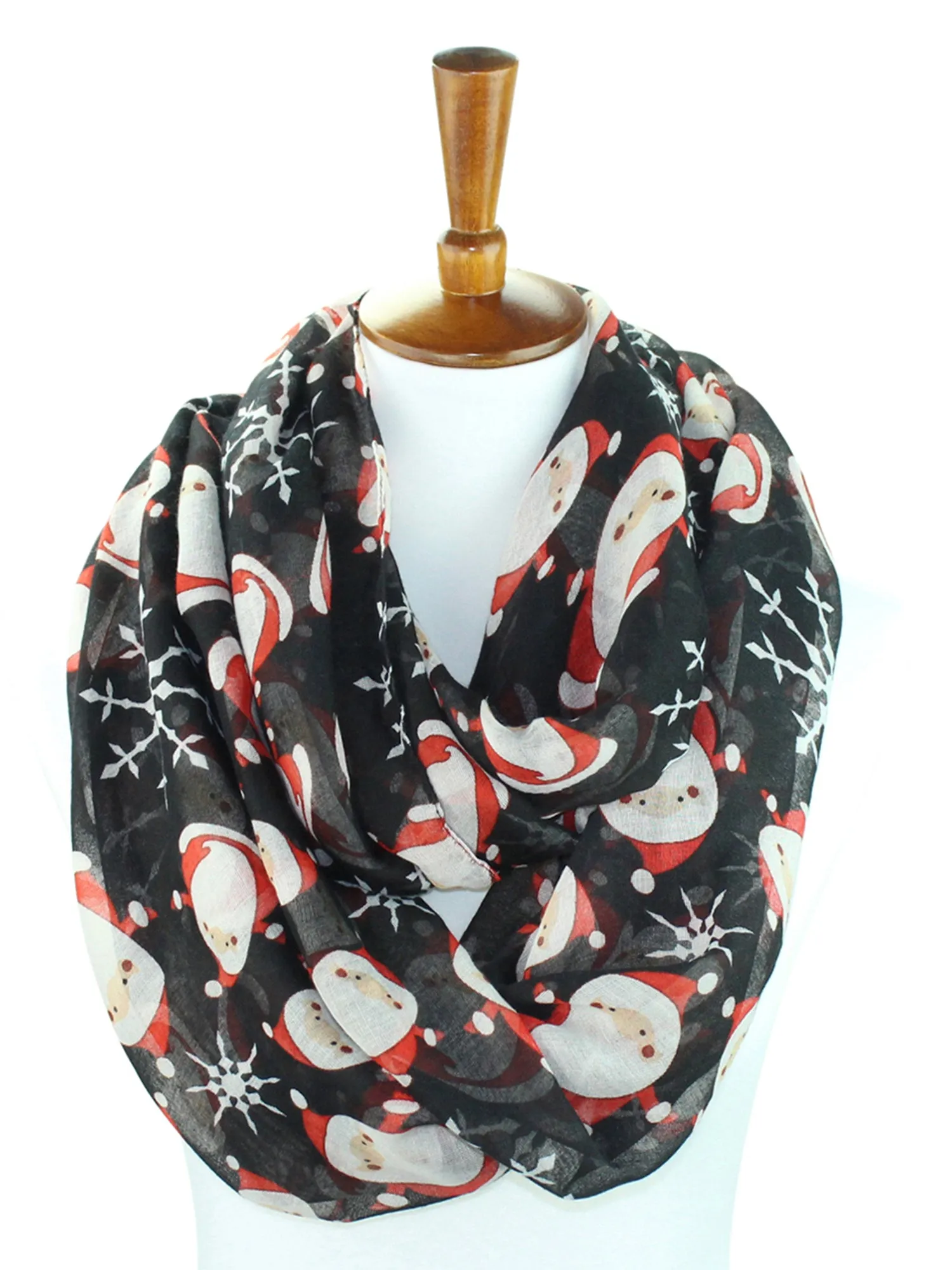 Santa & Snowflakes Christmas Holiday Circle Infinity Scarf