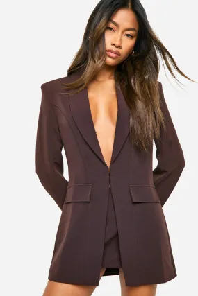 Seam Detail Plunge Front Fitted Blazer