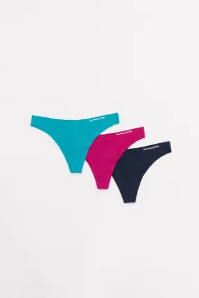 Seamless Thong 3pk - Turquoise / Fuchsia / Midnight