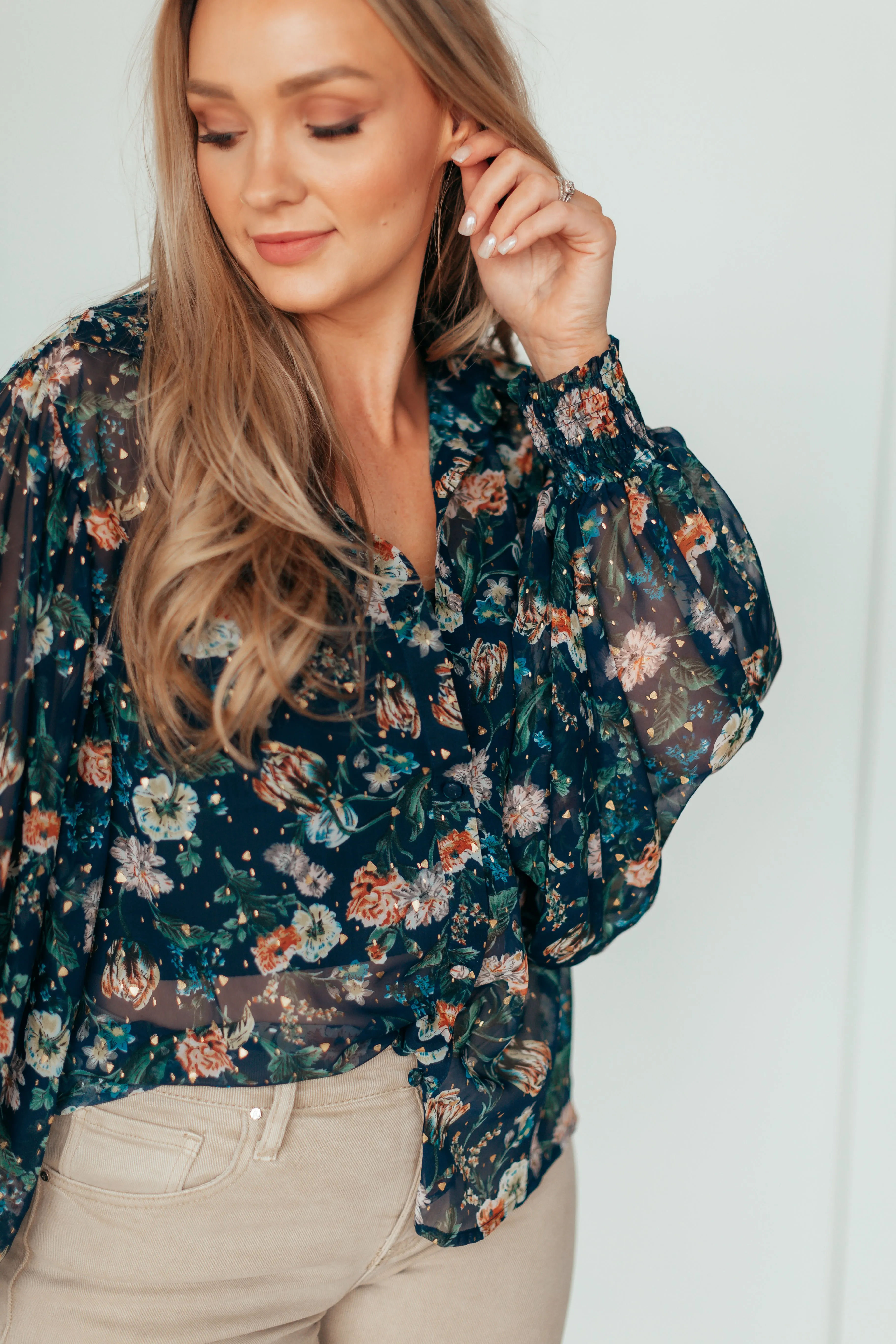 Sheer Floral Blouse