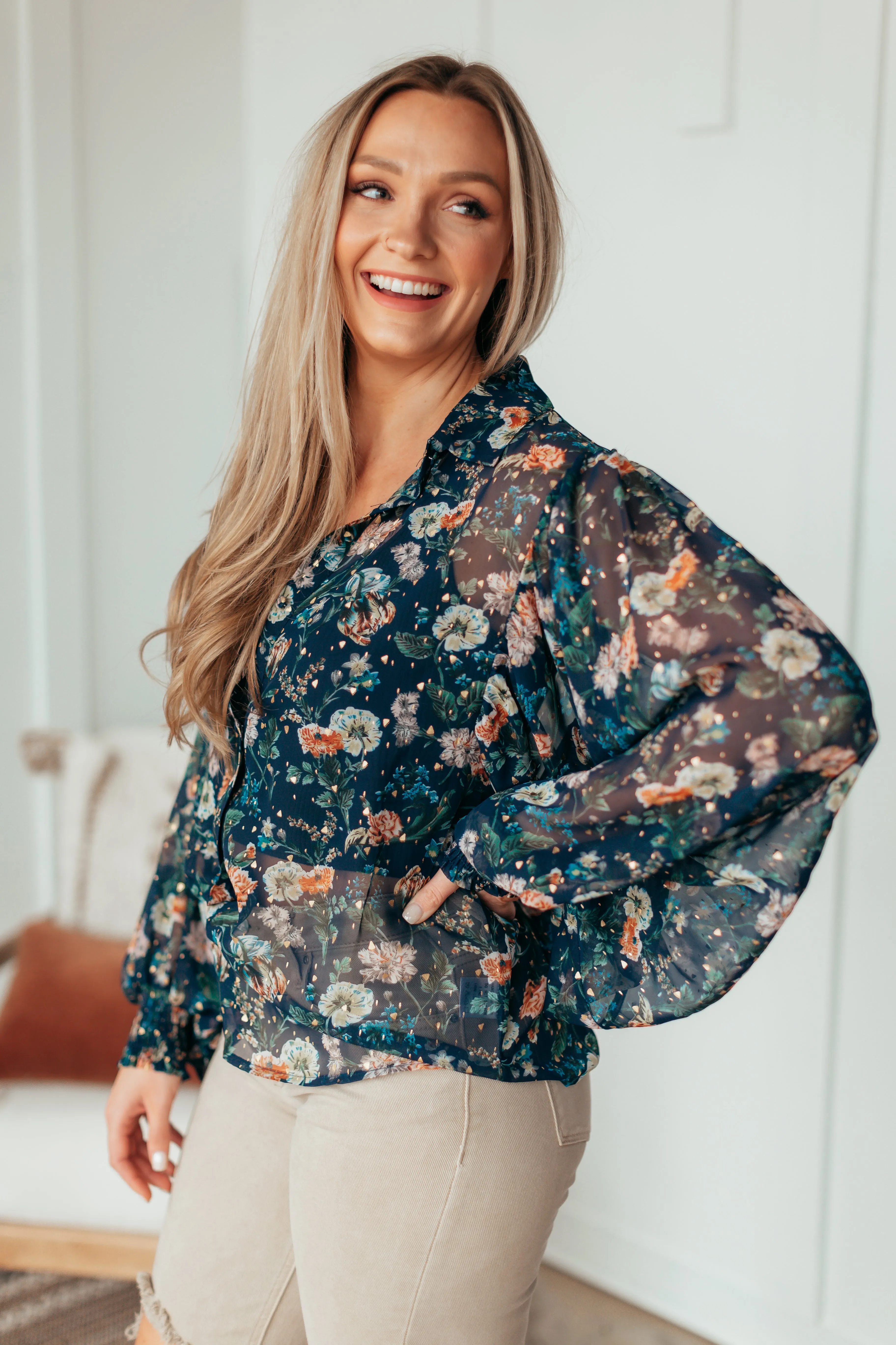 Sheer Floral Blouse